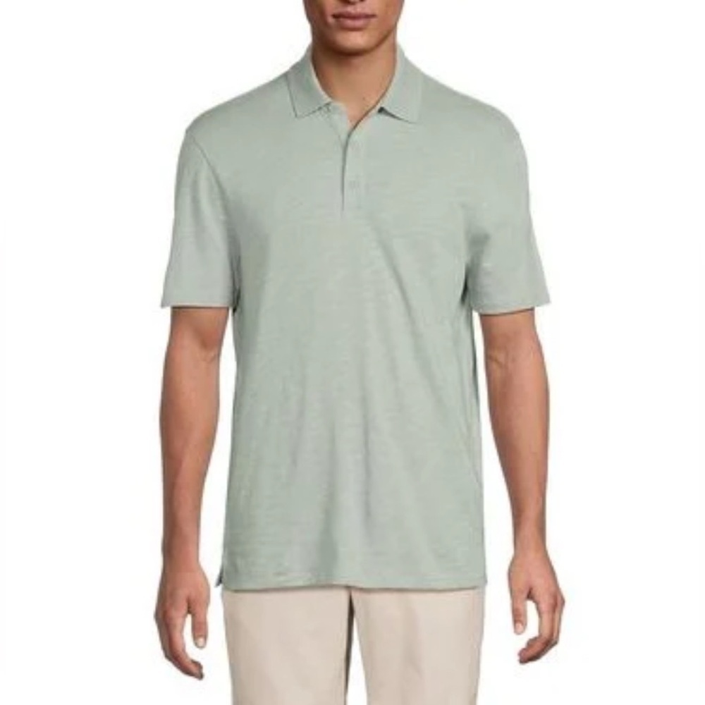 Vince Polo Shirt Mens Sz XXL Green Classic Slub Short Sleeve Casual 100% Cotton